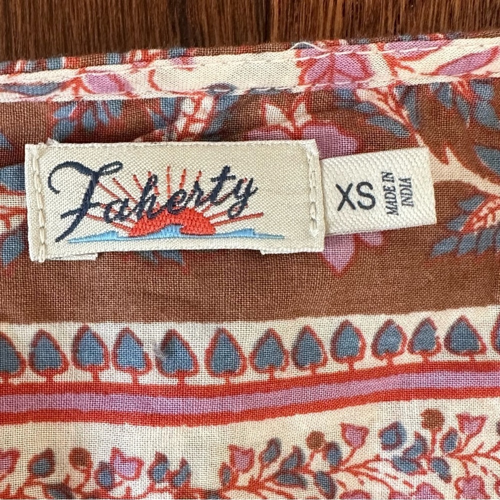 Faherty Orinda Maxi Dress in Earth Block Floral Print size XS - Picture 7 of 8